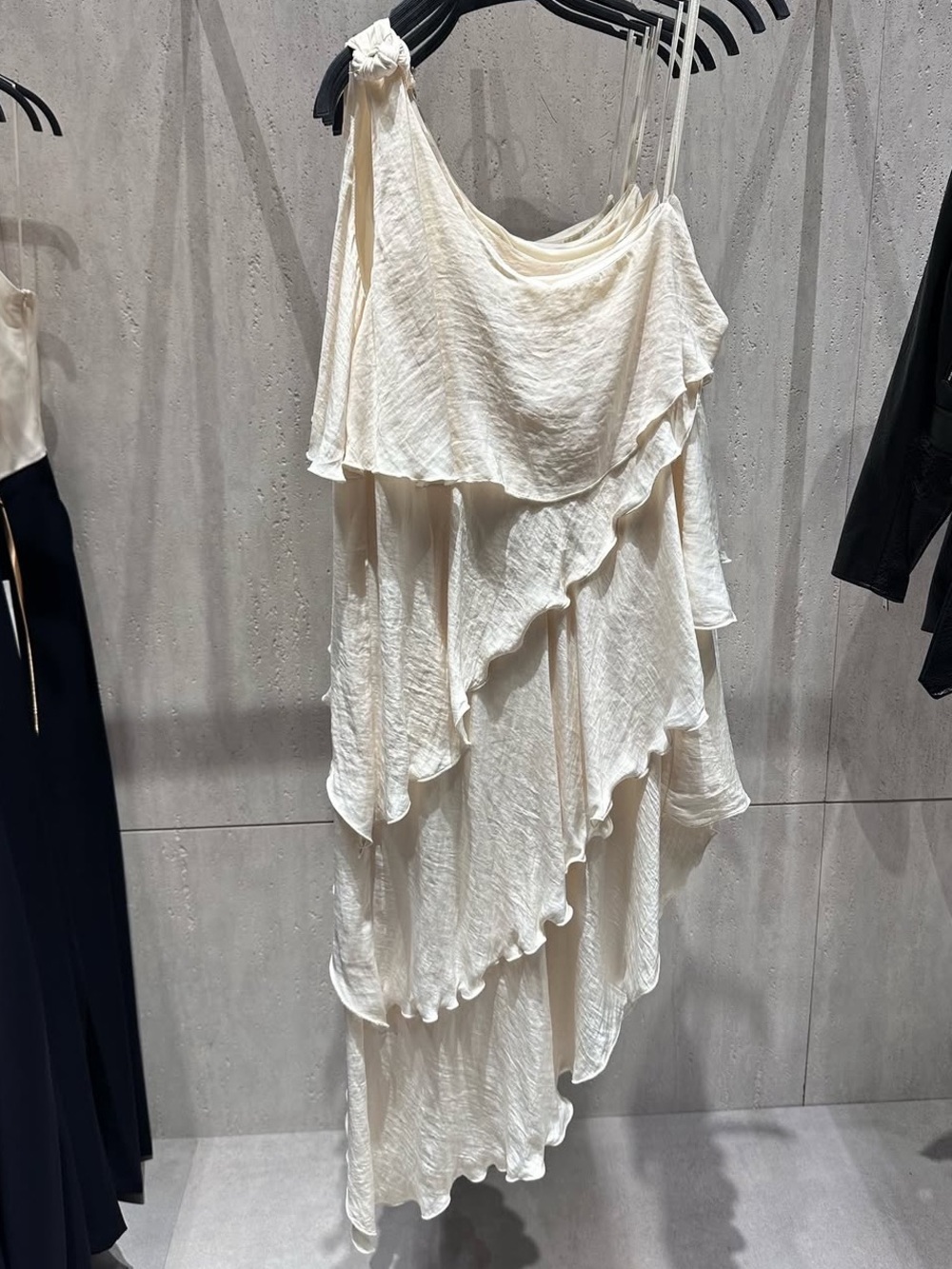 Zara Cream One-Shoulder Ruffle Mini Dress - Picture 8 of 8